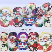 Load image into Gallery viewer, 1pcs Christmas Theme Xmas Santa Snowman Designs for Nail Art DIY Craft Wraps Water Transfer Sticker New Year Nail Decal Gift