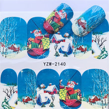 Load image into Gallery viewer, 1pcs Christmas Theme Xmas Santa Snowman Designs for Nail Art DIY Craft Wraps Water Transfer Sticker New Year Nail Decal Gift