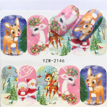 Load image into Gallery viewer, 1pcs Christmas Theme Xmas Santa Snowman Designs for Nail Art DIY Craft Wraps Water Transfer Sticker New Year Nail Decal Gift