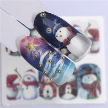 Load image into Gallery viewer, 1pcs Christmas Theme Xmas Santa Snowman Designs for Nail Art DIY Craft Wraps Water Transfer Sticker New Year Nail Decal Gift