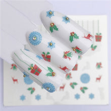 Load image into Gallery viewer, 1pcs Christmas Theme Xmas Santa Snowman Designs for Nail Art DIY Craft Wraps Water Transfer Sticker New Year Nail Decal Gift