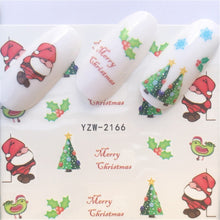 Load image into Gallery viewer, 1pcs Christmas Theme Xmas Santa Snowman Designs for Nail Art DIY Craft Wraps Water Transfer Sticker New Year Nail Decal Gift