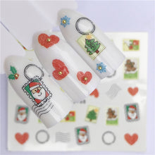 Load image into Gallery viewer, 1pcs Christmas Theme Xmas Santa Snowman Designs for Nail Art DIY Craft Wraps Water Transfer Sticker New Year Nail Decal Gift