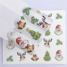 Load image into Gallery viewer, 1pcs Christmas Theme Xmas Santa Snowman Designs for Nail Art DIY Craft Wraps Water Transfer Sticker New Year Nail Decal Gift