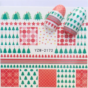 1pcs Christmas Theme Xmas Santa Snowman Designs for Nail Art DIY Craft Wraps Water Transfer Sticker New Year Nail Decal Gift
