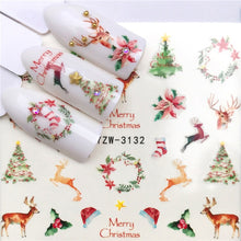 Load image into Gallery viewer, 1pcs Christmas Theme Xmas Santa Snowman Designs for Nail Art DIY Craft Wraps Water Transfer Sticker New Year Nail Decal Gift