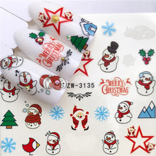 Load image into Gallery viewer, 1pcs Christmas Theme Xmas Santa Snowman Designs for Nail Art DIY Craft Wraps Water Transfer Sticker New Year Nail Decal Gift