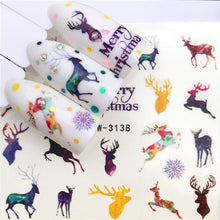 Load image into Gallery viewer, 1pcs Christmas Theme Xmas Santa Snowman Designs for Nail Art DIY Craft Wraps Water Transfer Sticker New Year Nail Decal Gift