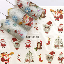 Load image into Gallery viewer, 1pcs Christmas Theme Xmas Santa Snowman Designs for Nail Art DIY Craft Wraps Water Transfer Sticker New Year Nail Decal Gift