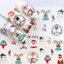 Load image into Gallery viewer, 1pcs Christmas Theme Xmas Santa Snowman Designs for Nail Art DIY Craft Wraps Water Transfer Sticker New Year Nail Decal Gift